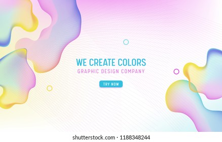 Liquid Rainbow gradient color Landing Page. Fluid Futuristic Minimal Poster or Background Design. Trendy Vector Illustration in eps10