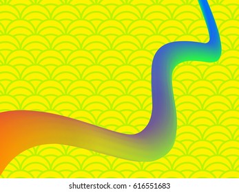 Liquid rainbow wave on a yellow background