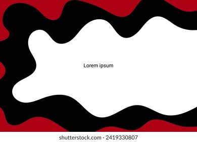 Liquid Red And Black Wave Frame Background. Abstract Banner. Copy space. Vector Illustration