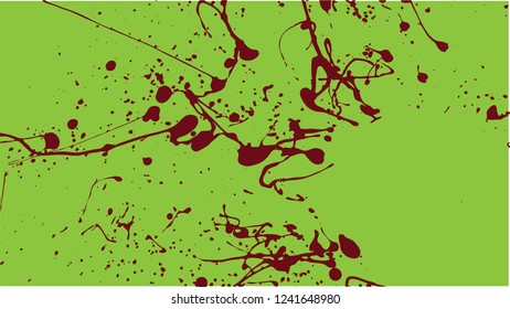 liquid red drips on green background vector isolated