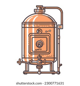 Refrigeración líquida en el viejo icono del depósito de cerveza aislado