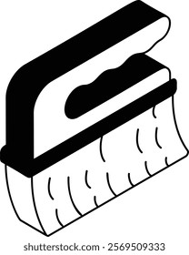 liquid to remove stubborn dirt and grime isometric vector design, Housekeeping symbol, Public health Custodial sign, Waste management illustration, Hand Scrub Brush Bristles outline concept