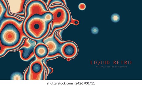 Liquid retro 3D metaball, with organic structure. Abstract vector colorful background. Fluid futurisctic shapes.