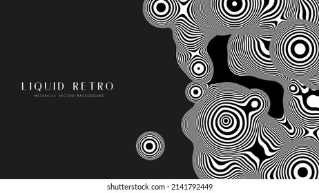 Liquid retro 3D zebra metaball, with organic structure. Abstract vector black and white background. Fluid futurisctic shapes.