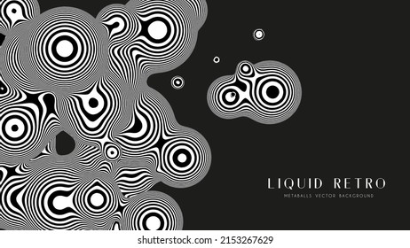 Liquid retro 3D zebra metaball, with organic structure. Abstract vector black and white background. Fluid futurisctic shapes.