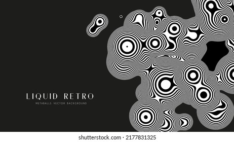 Liquid retro 3D zebra metaball, with organic structure. Abstract vector black and white background. Fluid futurisctic shapes.