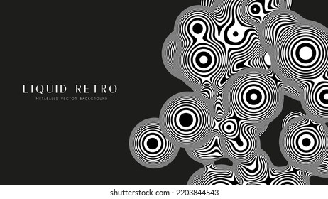 Liquid retro 3D zebra metaball, with organic structure. Abstract vector black and white background. Fluid futurisctic shapes.