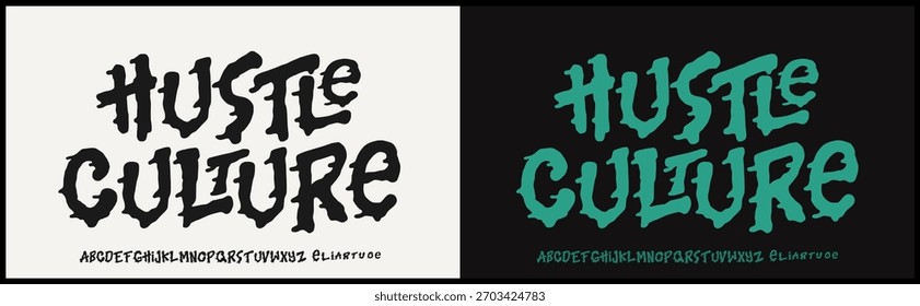 Liquid rough hand drawn vector font. Capital alphabet with variation. 