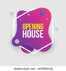 Liquid sale banner. Open house. Vector illustration. marketing strategy
