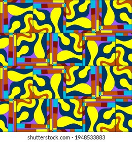 Liquid Seamless Blocks. Vector Colorful Pattern. Liquid Blocks.