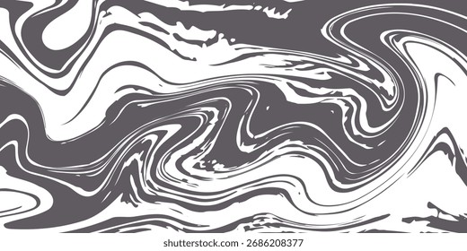 Padrão sem emenda líquido, fundo preto e branco Ilustração de vetor