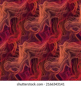 Liquid seamless pattern. Red glowing fire tongues. Burning flame. Abstract fluid psychedelic backdrop