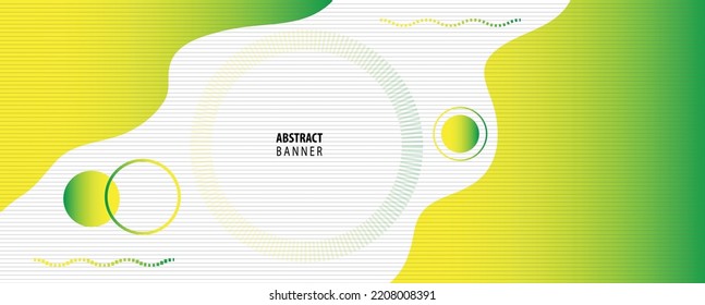 Banner abstracto de forma líquida con color gradiente amarillo verde. 