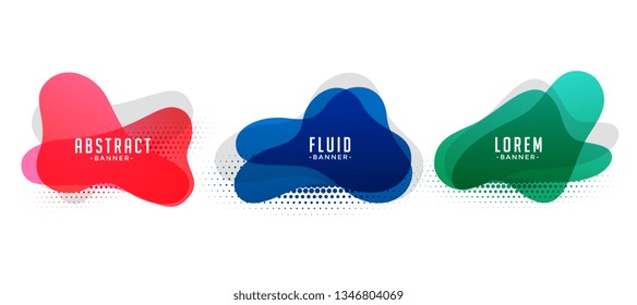 liquid shape abstract banners with halftone pattern