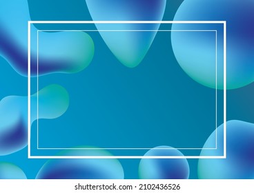liquid shape abstract on blue background. fluid gradient with white frame design. template for poster, backdrop, brochure. vector illustration. 