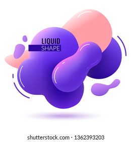 Liquid shape banner. Fluid abstract color elements paint form memphis graphic texture 3d modern vector gradient design illustration