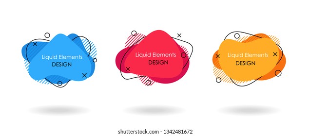 Liquid shape banner set, mobile app interface element, landing page template, brochure flyer cover design element