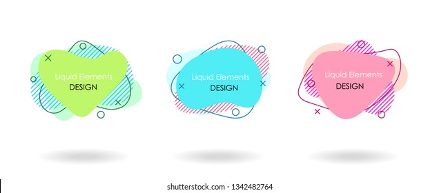 Liquid shape banner set, mobile app interface element, instagram story template, brochure flyer cover design element, text bubble background