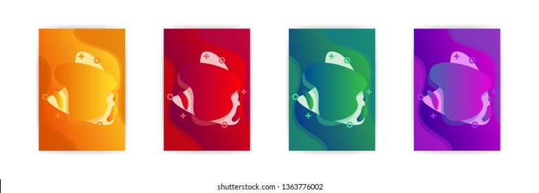 Liquid Shape on Gradient Background with Different Color Options. Set of Colorful Fluid Element. A4 Size Poster and Flyer Layout Background Template
