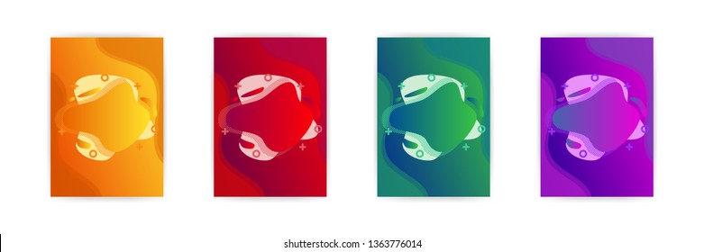 Liquid Shape on Gradient Background with Different Color Options. Set of Colorful Fluid Element. A4 Size Poster and Flyer Layout Background Template
