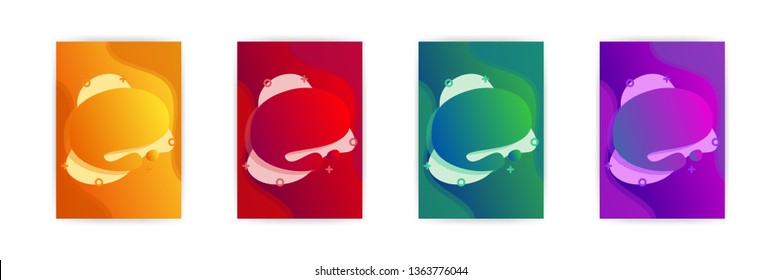 Liquid Shape on Gradient Background with Different Color Options. Set of Colorful Fluid Element. A4 Size Poster and Flyer Layout Background Template