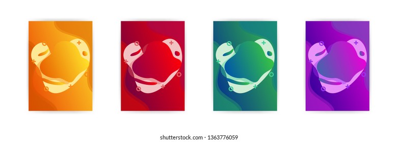 Liquid Shape on Gradient Background with Different Color Options. Set of Colorful Fluid Element. A4 Size Poster and Flyer Layout Background Template