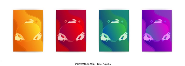 Liquid Shape on Gradient Background with Different Color Options. Set of Colorful Fluid Element. A4 Size Poster and Flyer Layout Background Template
