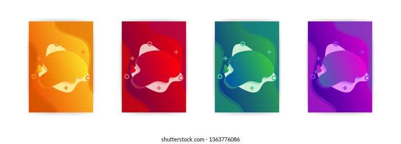 Liquid Shape on Gradient Background with Different Color Options. Set of Colorful Fluid Element. A4 Size Poster and Flyer Layout Background Template