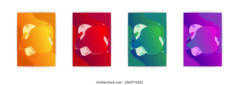 Liquid Shape on Gradient Background with Different Color Options. Set of Colorful Fluid Element. A4 Size Poster and Flyer Layout Background Template