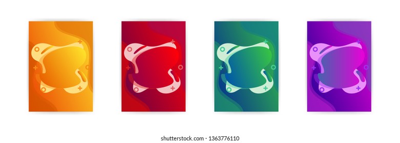Liquid Shape on Gradient Background with Different Color Options. Set of Colorful Fluid Element. A4 Size Poster and Flyer Layout Background Template