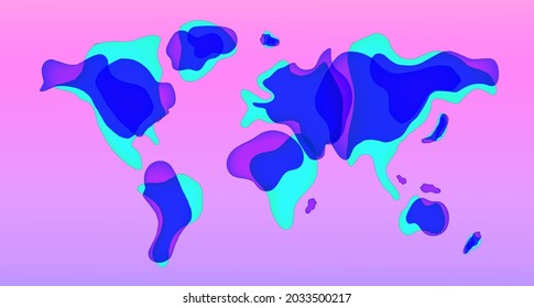 Liquid Shaped World Map. Lava lamp continents.