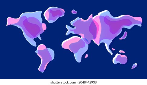 Liquid Shaped World Map. Lava lamp continents.