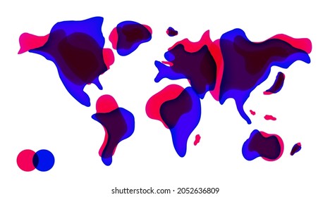 Liquid Shaped World Map. Lava lamp continents.