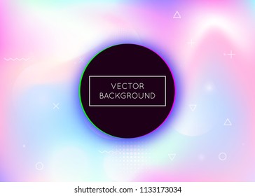 Liquid shapes background with dynamic fluid. Holographic bauhaus gradient with memphis elements. Graphic template for placard, presentation, banner, brochure. Multicolor liquid shapes background.