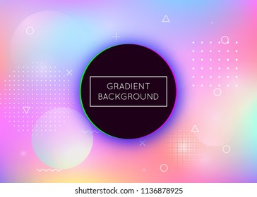 Liquid shapes background with dynamic fluid. Holographic bauhaus gradient with memphis elements. Graphic template for book, annual, mobile interface, web app. Bright liquid shapes background.