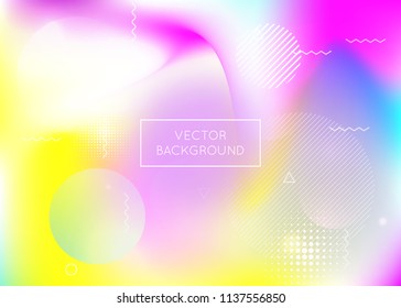 Liquid shapes background with dynamic fluid. Holographic bauhaus gradient with memphis elements. Graphic template for flyer, ui, magazine, poster, banner and app. Stylish liquid shapes background.