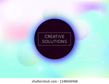 Liquid shapes background with dynamic fluid. Holographic gradient with memphis elements. Graphic template for flyer, ui, magazine, poster, banner and app. Rainbow liquid shapes background.
