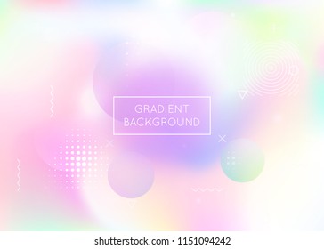 Liquid shapes background with dynamic fluid. Holographic bauhaus gradient with memphis elements. Graphic template for flyer, ui, magazine, poster, banner and app. Multicolor liquid shapes background.