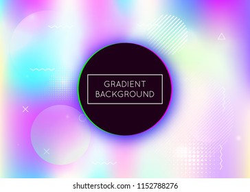 Liquid shapes background with dynamic fluid. Holographic bauhaus gradient with memphis elements. Graphic template for placard, presentation, banner, brochure. Futuristic liquid shapes background.