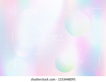 Liquid shapes background with dynamic fluid. Holographic bauhaus gradient with memphis elements. Graphic template for brochure, banner, wallpaper, mobile screen. Fluorescent liquid shapes background.