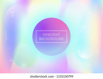 Liquid shapes background with dynamic fluid. Holographic bauhaus gradient with memphis elements. Graphic template for flyer, ui, magazine, poster, banner and app. Vibrant liquid shapes background.