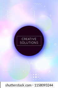Liquid shapes background with dynamic fluid. Holographic bauhaus gradient with memphis elements. Graphic template for book, annual, mobile interface, web app. Hipster liquid shapes background.