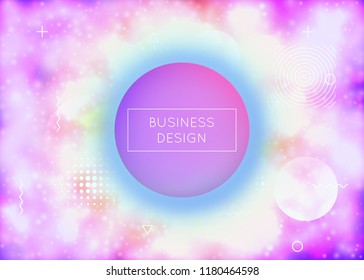 Liquid shapes background with dynamic fluid. Neon bauhaus gradient with purple luminous cover. Graphic template for book, annual, mobile interface, web app. Shiny liquid shapes background.