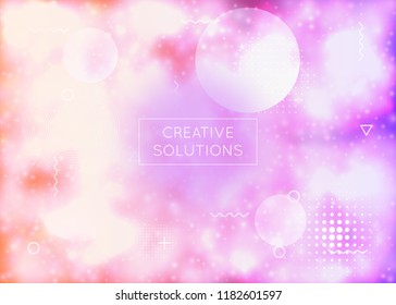Liquid shapes background with dynamic fluid. Neon bauhaus gradient with purple luminous cover. Graphic template for book, annual, mobile interface, web app. Iridescent liquid shapes background.