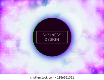 Liquid shapes background with dynamic fluid. Neon bauhaus gradient with purple luminous cover. Graphic template for placard, presentation, banner, brochure. Futuristic liquid shapes background.