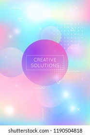 Liquid shapes background with dynamic fluid. Holographic bauhaus gradient with memphis elements. Graphic template for brochure, banner, wallpaper, mobile screen. Spectrum liquid shapes background.