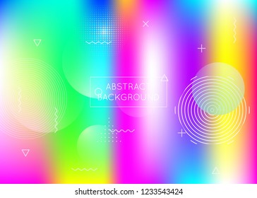 Liquid shapes background with dynamic fluid. Holographic bauhaus gradient with memphis elements. Graphic template for book, annual, mobile interface, web app. Colorful liquid shapes background.