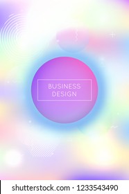 Liquid shapes background with dynamic fluid. Holographic bauhaus gradient with memphis elements. Graphic template for book, annual, mobile interface, web app. Fluorescent liquid shapes background.