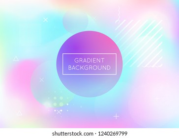 Liquid shapes background with dynamic fluid. Holographic bauhaus gradient with memphis elements. Graphic template for book, annual, mobile interface, web app. Trendy liquid shapes background.