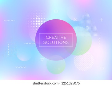 Liquid shapes background with dynamic fluid. Holographic bauhaus gradient with memphis elements. Graphic template for flyer, ui, magazine, poster, banner and app. Retro liquid shapes background.